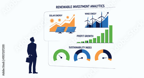 Vector infographic template of renewable investment analytics
