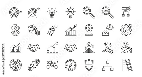Collection of Business and Technology Icons for Digital Use.