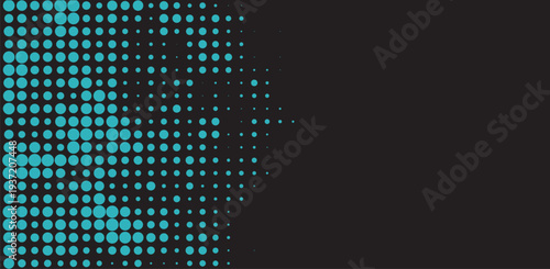 Cyan Digital Halftone Dot Background With Technology Gradient Pattern