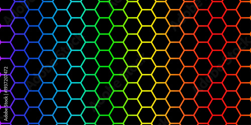 Abstract RGB rainbow gradient with vibrant spectrum hues and glowing light effects. Modern colorful design features fluid shapes and dynamic color transitions.