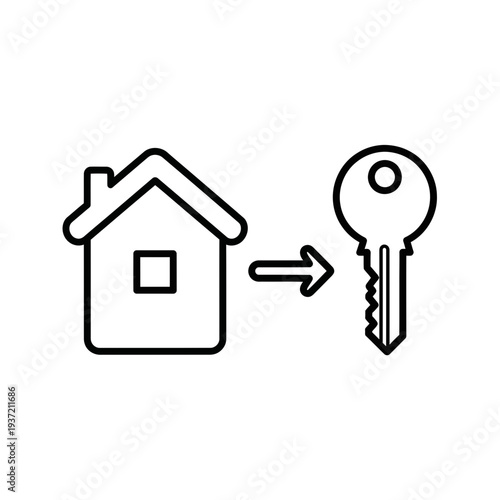 Rental house key handover icon isolated on white background for real estate business