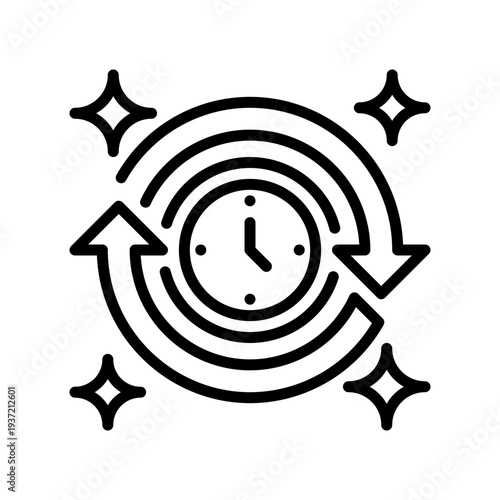 Sync Time Line Icon, Outline Symbol for Data Update, Device Coordination, Harmony Alignment, System Refresh, and Schedule Consistency. Vector Sign Icon.