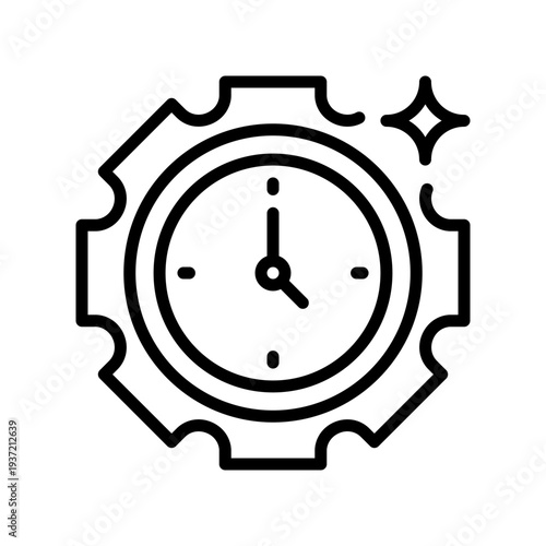 Efficiency Gear Line Icon, Outline Symbol for Process Optimization, Speed Performance, Mechanic Workflow, System Output, and Industrial Automation. Vector Sign Icon.
