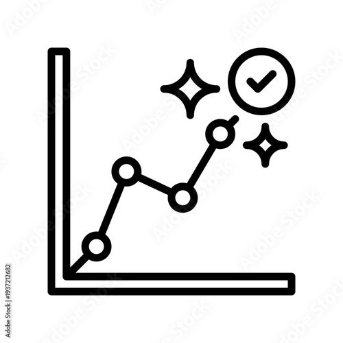 Burnup Chart Line Icon, Outline Symbol for Completion Progress, Scope Tracking, Data Visualization, Agile Metric, and Goal Achievement. Vector Sign Icon.