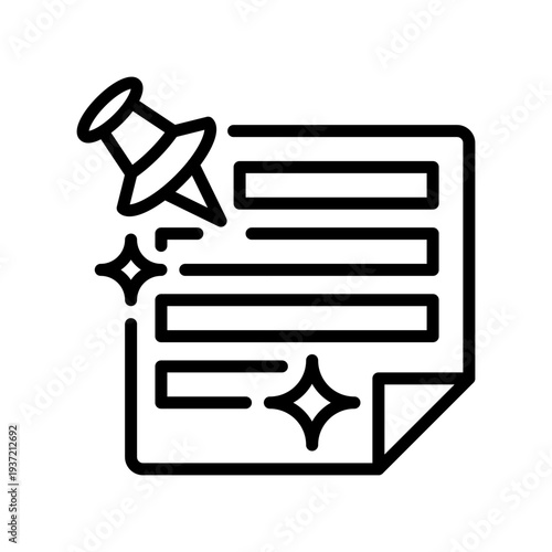 Sticky Note Reminder Line Icon, Outline Symbol for Memo Notice, Paper Adhesive, Message Alert, Task Notification, and Idea Documentation. Vector Sign Icon.