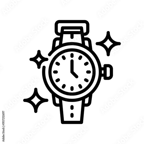 Wristwatch Line Icon, Outline Symbol for Personal Punctuality, Time Measurement, Wearable Accessory, Minute Tracking, and Second Precision. Vector Sign Icon.