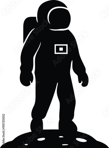 Astronaut standing on the moon's surface in space suit