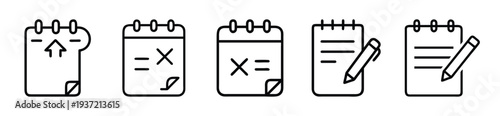Minimalist notepad icons for business and education use