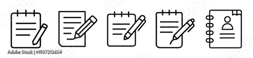 Set of document and pencil icons representing writing and editing
