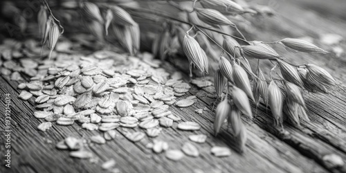 Wheat on the ground after being harvested. Close-up image highlighting texture and natural setting.