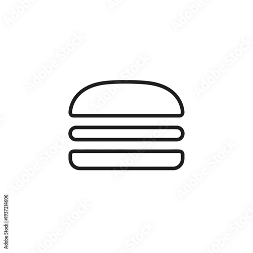 Outline icon of a hamburger, representing food, fast food, or a menu item in digital interfaces.