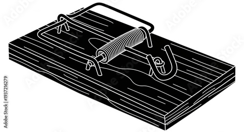 Detailed image of a classic wooden mouse trap ready to catch rodents.