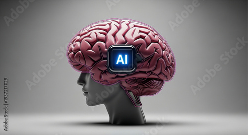 Human Brain with Artificial Intelligence Concept.