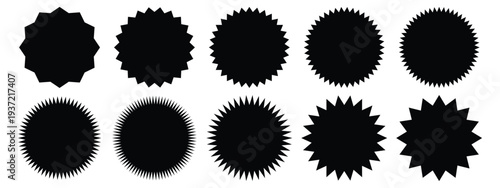 set of sunburst sale sticker. star shape sale badges. special offer badges. price tag, shopping lavel symbol vector illustration.