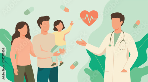 Family medical consultation with a doctor, healthcare and wellness concept