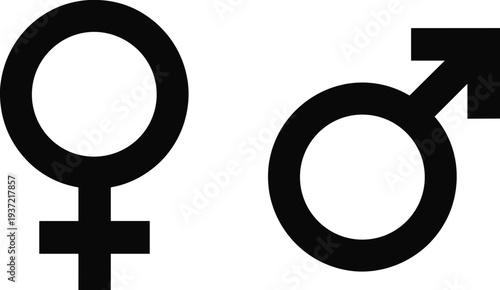 Black Female And Male Gender Symbols Side By Side On A White Background woman