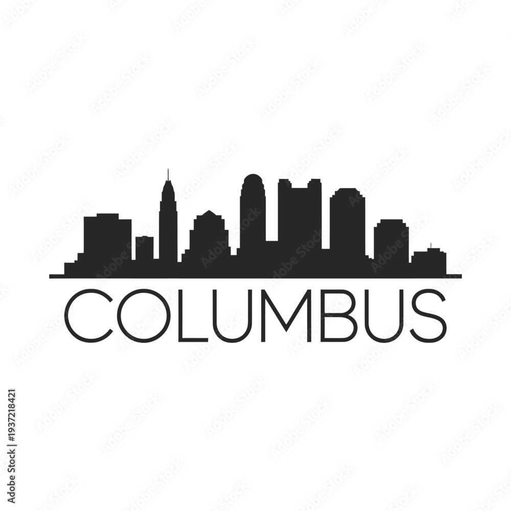Fototapeta premium Silhouette of columbus skyline with city name typography below