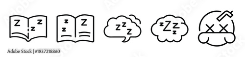 Sleepy thoughts and reading icons for business presentations and sleep concepts