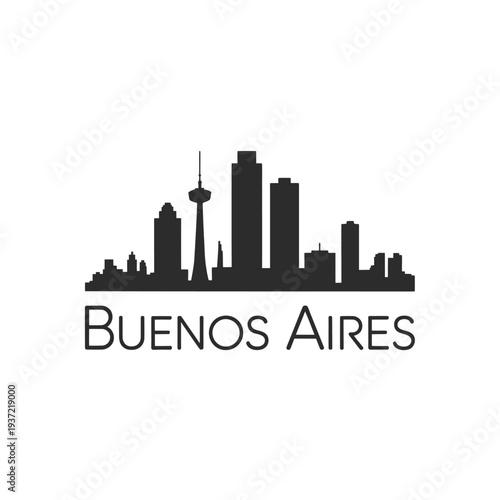 Buenos aires skyline silhouette with city name typography below