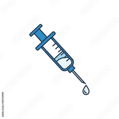 Icon of a medical syringe with a droplet, symbolizing vaccination, healthcare, and medical procedures.