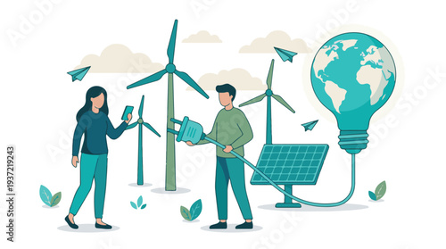 Green Energy and Sustainability: Connecting Solar, Wind, and Global Power