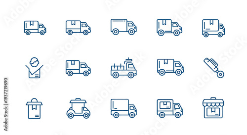 Delivery trucks icon set