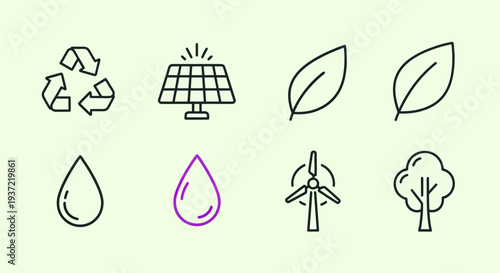 Eco friendly icons for renewable resources