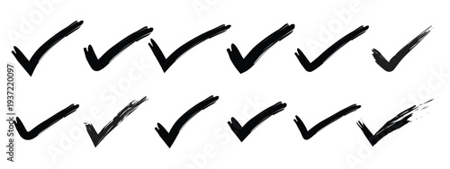 set of brush check mark icon. grunge check mark symbol. hand drawn checklist vector illustration.