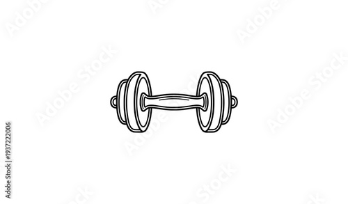 Modern dumbbell gym equipment line icon vector illustration isolated on white