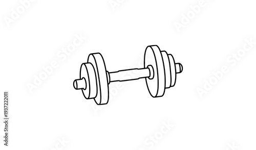 Minimal dumbbell outline icon vector isolated on white background gym equipment symbol