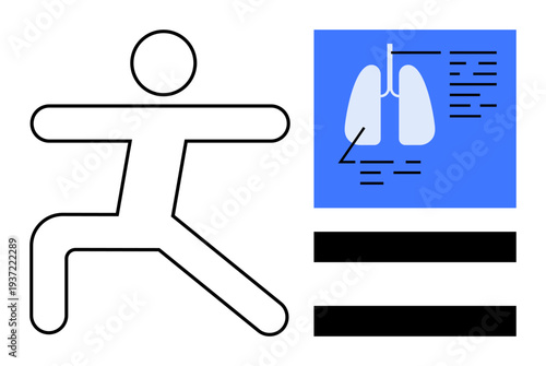 Outline of a yoga pose paired with a lung diagram and text. Ideal for wellness, fitness, health education, breathing exercises, anatomy learning, mindfulness, therapy. Simple flat metaphor