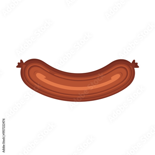 Sausage in a simple flat style illustration with brown colors  