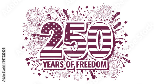 Vector illustration of 250 Years of Freedom celebration design