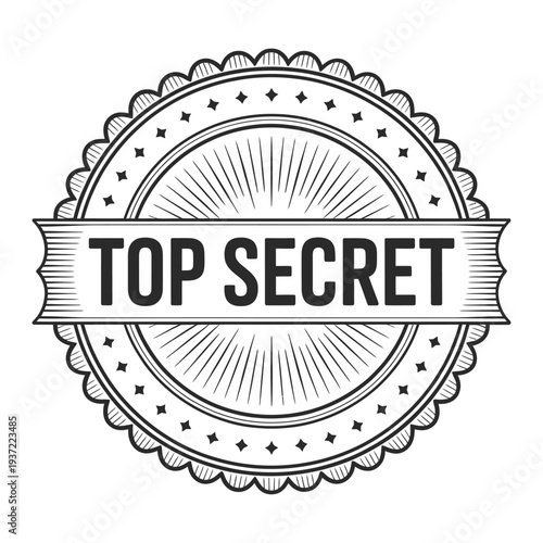 Black and white circular stamp displaying the text top secret