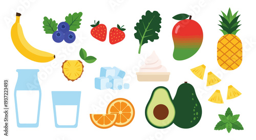 Fresh fruit and ingredients illustration