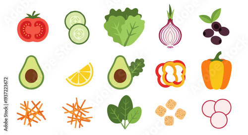 Fresh vegetables and fruits illustration