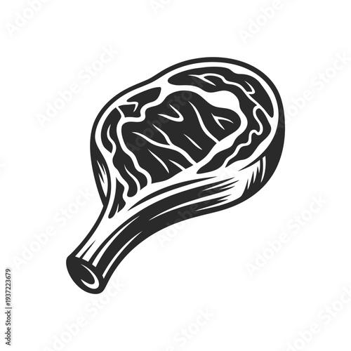 Vintage style illustration of a raw meat steak with bone