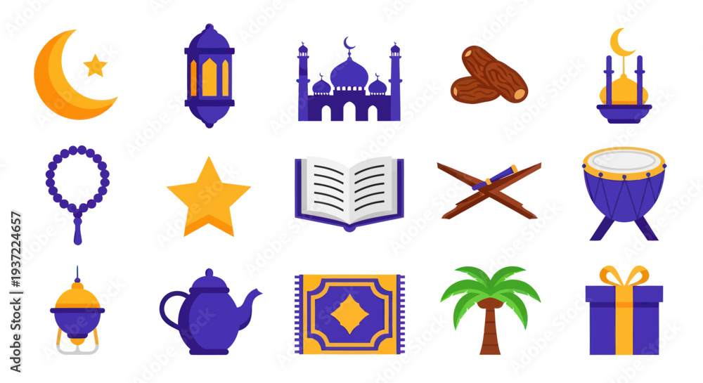 Fototapeta premium Islamic symbols and icons set