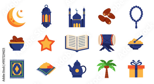 Islamic symbols and icons set