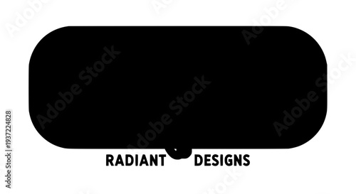 Logo radiant designs with black rounded shape and text featuring branding, graphic design, corporate identity with