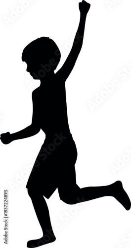 a boy running body silhouette vector