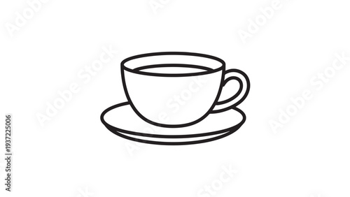 Teacup On Saucer Icon Line Vector Minimalist Tea Drink Symbol