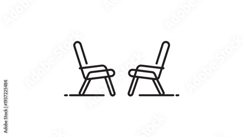 Modern Chair Dialogue Icon Line Vector Minimalist Furniture Symbol