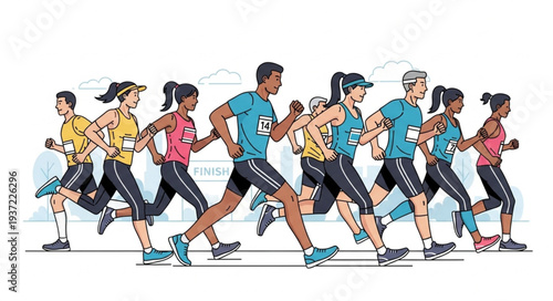 Group of People Running in a Race Event.