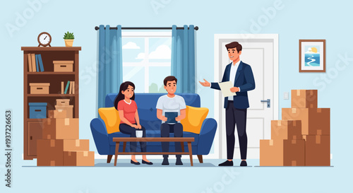 Real Estate Agent with Clients.