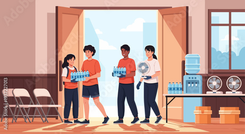 Volunteers Delivering Water Bottles.