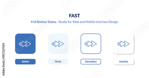 fast 4-state UI button. Outline icon kit from multimedia collection. Thin linear fast, simple, business editable vector. Minimal fast sign for web and mobile interface