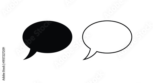 Minimalist Black and White Speech Bubble Vector Icons Set for Communication, Chat, and Message Design Elements