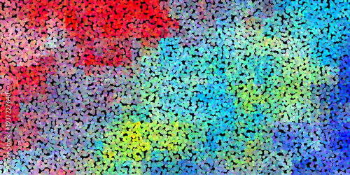 Colorful Stippled Abstract Background with Red Blue Green Yellow Dots on Black Texture vector illustration