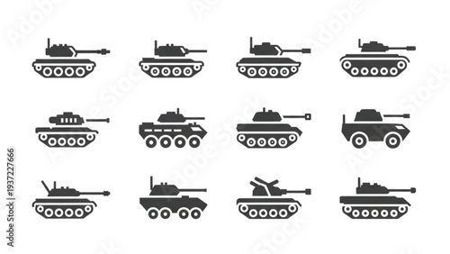 Collection of various tank silhouettes arranged in a grid pattern
